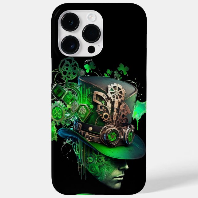 STEAMPUNK IRISH GREEN & BLACK LEPRECHAUN HAT Case-Mate iPhone CASE (Back)