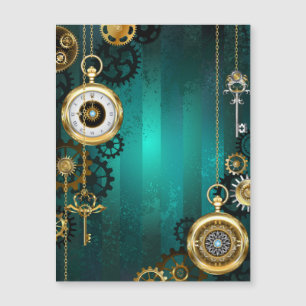 Steampunk Jewellery Watch on a Green Background