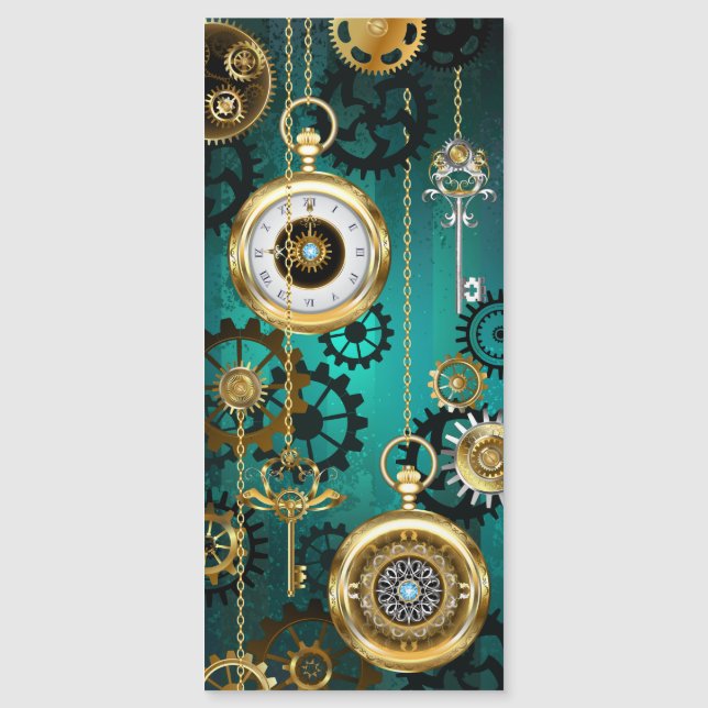 Steampunk Jewellery Watch on a Green Background (Front)