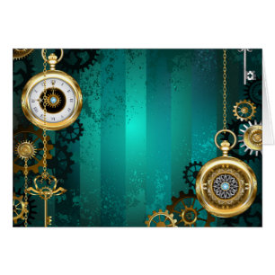 Steampunk Jewellery Watch on a Green Background