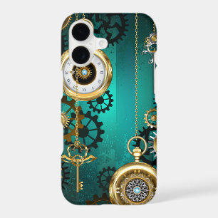 Steampunk Jewellery Watch on a Green Background