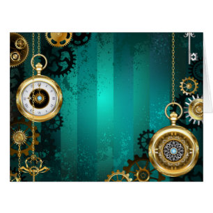 Steampunk Jewellery Watch on a Green Background