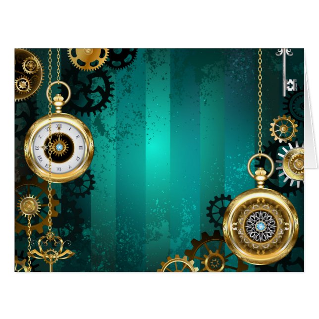 Steampunk Jewellery Watch on a Green Background (Front Horizontal)