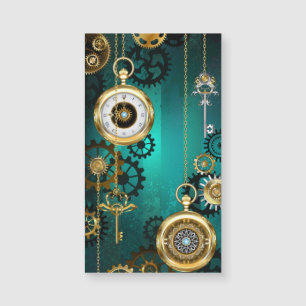 Steampunk Jewellery Watch on a Green Background