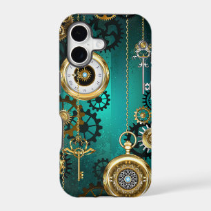 Steampunk Jewellery Watch on a Green Background