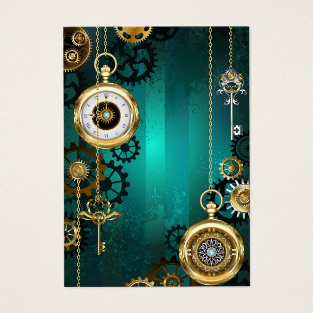 Steampunk Jewellery Watch on a Green Background (Front)