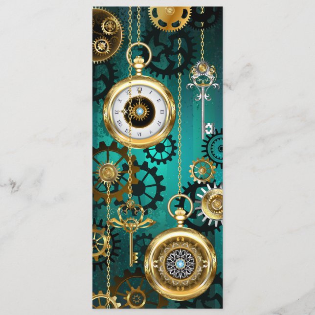 Steampunk Jewellery Watch on a Green Background Advice Card (Front)