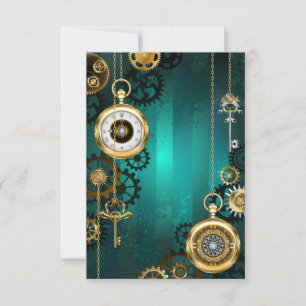 Steampunk Jewellery Watch on a Green Background Advice Card