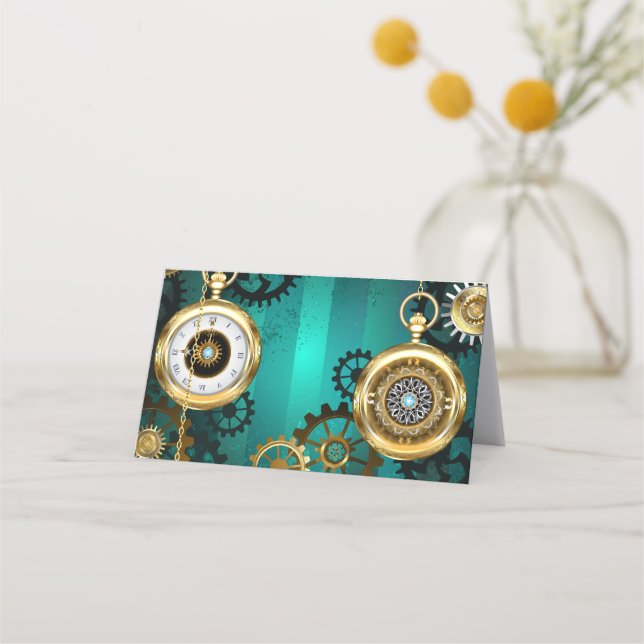 Steampunk Jewellery Watch on a Green Background Appointment Card (Front)