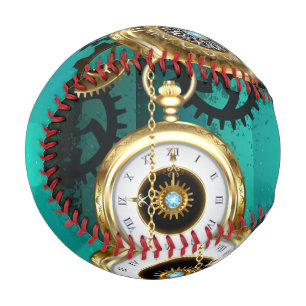 Steampunk Jewellery Watch on a Green Background Baseball