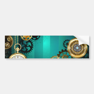 Steampunk Jewellery Watch on a Green Background Bumper Sticker