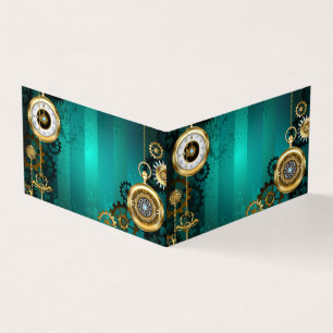 Steampunk Jewellery Watch on a Green Background Business Card