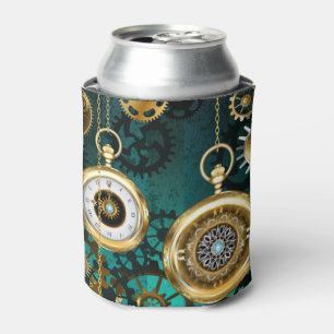 Steampunk Jewellery Watch on a Green Background Can Cooler