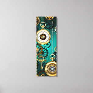 Steampunk Jewellery Watch on a Green Background Canvas Print