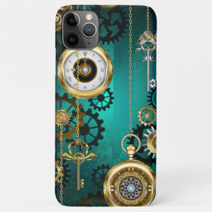 Steampunk Jewellery Watch on a Green Background iPhone 11 Pro Max Case