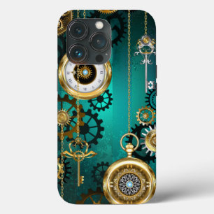 Steampunk Jewellery Watch on a Green Background iPhone 13 Pro Case