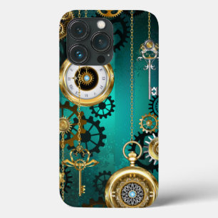 Steampunk Jewellery Watch on a Green Background iPhone 13 Pro Case