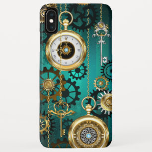 Steampunk Jewellery Watch on a Green Background iPhone XS Max Case