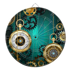 Steampunk Jewellery Watch on a Green Background Dartboard