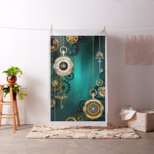 Steampunk Jewellery Watch on a Green Background Fabric