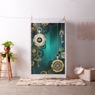 Steampunk Jewellery Watch on a Green Background Fabric