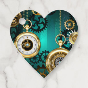 Steampunk Jewellery Watch on a Green Background Favour Tags