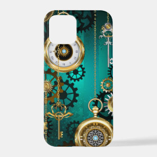 Steampunk Jewellery Watch on a Green Background iPhone 12 Pro Case
