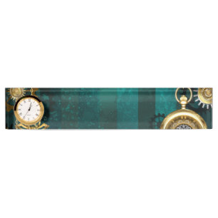 Steampunk Jewellery Watch on a Green Background Nameplate