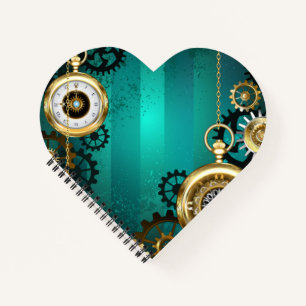 Steampunk Jewellery Watch on a Green Background Notebook
