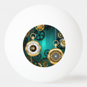 Steampunk Jewellery Watch on a Green Background Ping Pong Ball