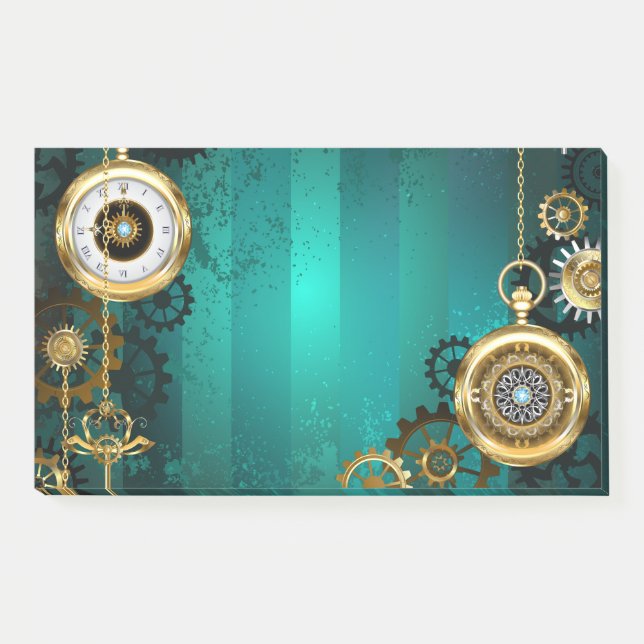 Steampunk Jewellery Watch on a Green Background Post-it Notes (Front)