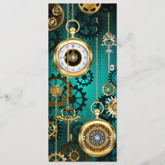 Steampunk Jewellery Watch on a Green Background Program (Front)