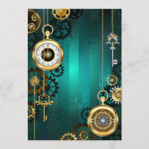 Steampunk Jewellery Watch on a Green Background Program