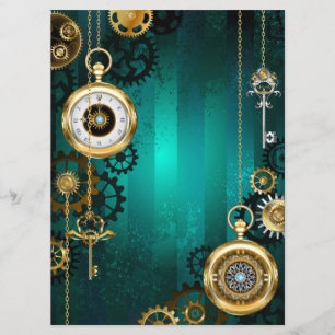 Steampunk Jewellery Watch on a Green Background Program