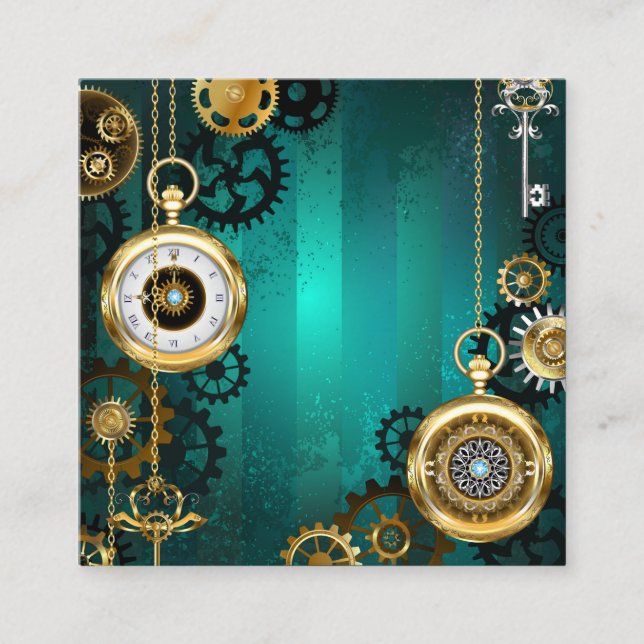 Steampunk Jewellery Watch on a Green Background Referral Card (Front)