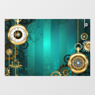 Steampunk Jewellery Watch on a Green Background Window Cling