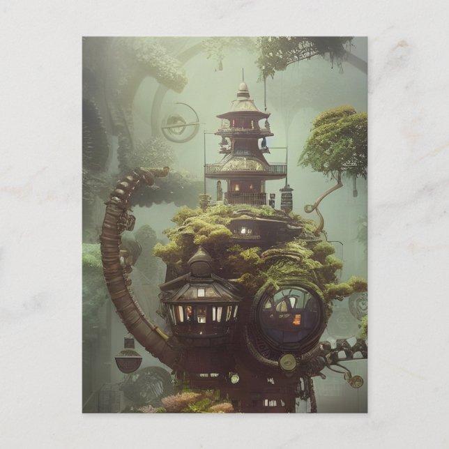 Steampunk Jungle House Postcard (Front)