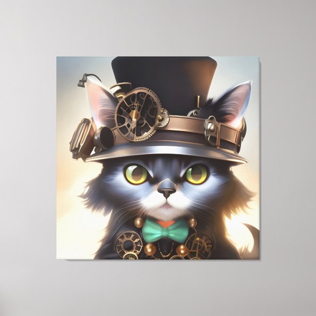 Steampunk Kitten Canvas Print (Front)
