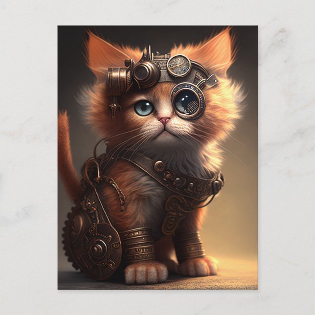 Steampunk Kitten Postcard (Front)