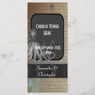 Steampunk kraken vintage style wedding program