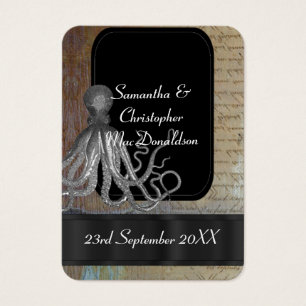 Steampunk kraken wedding favour thank you tag