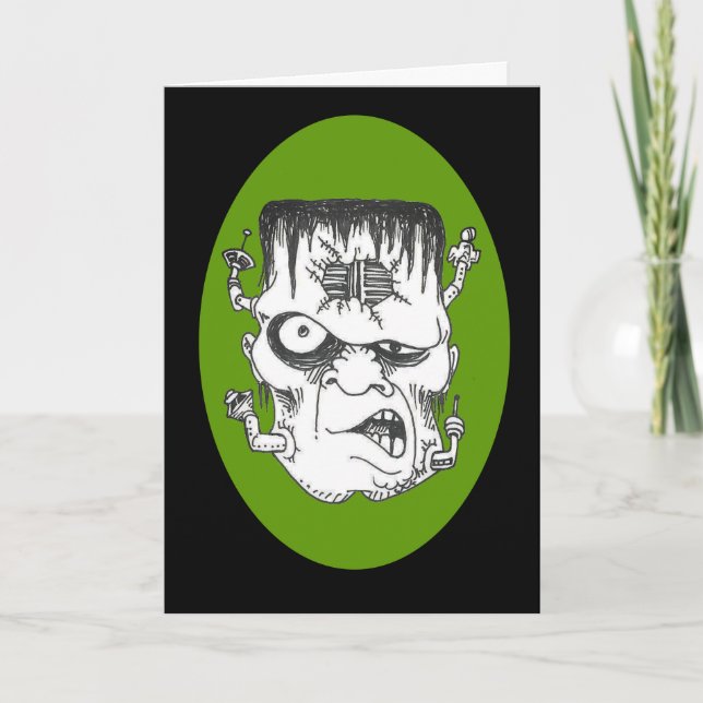 Steampunk Lab Monster Get Well Card (Front)