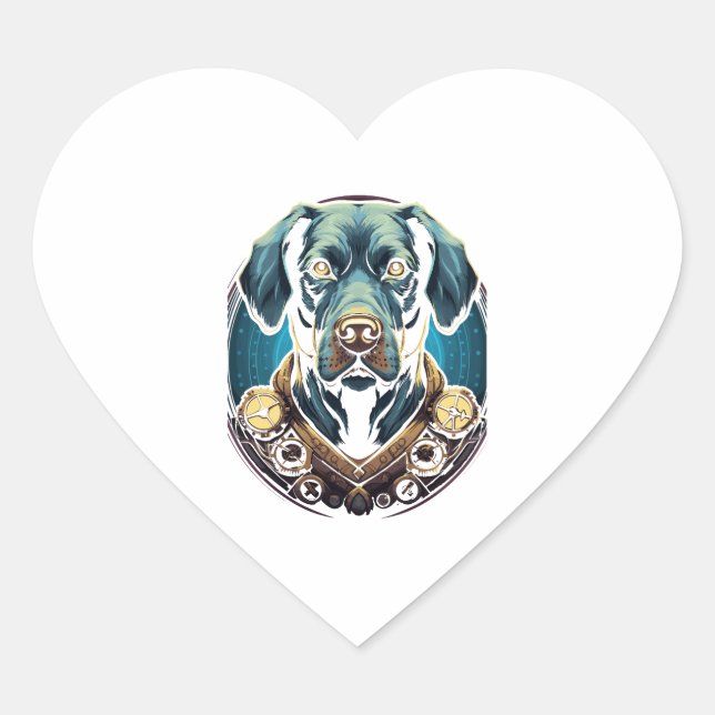 Steampunk Labrador Classic T-Shirt Heart Sticker (Front)