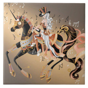 Steampunk Lady and Mechanical Horse Tile