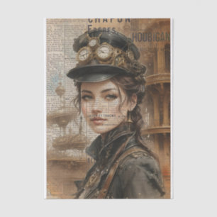 Steampunk Lady, Victorian Woman Ephemera  Tissue Paper
