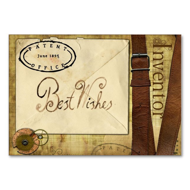 Steampunk leave a message for the happy couple table number (Front)