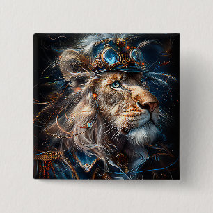Steampunk Lion 2 Inch Square Button