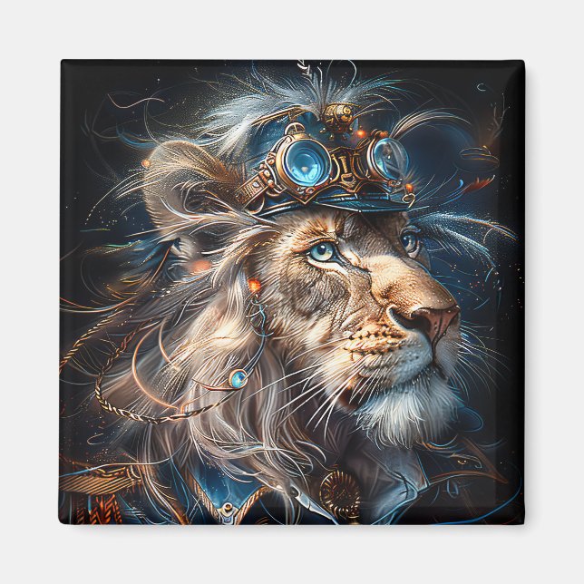 Steampunk Lion Magnet (Front)