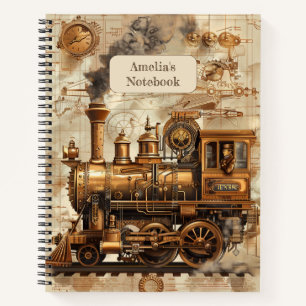 Steampunk Locomotive Retro Notebook