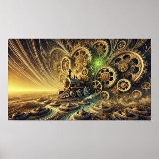 Steampunk Locomotive Steam Engine Poster